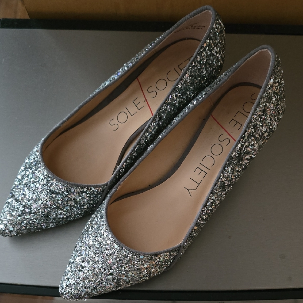 Sole Society Silver Glitter Heels